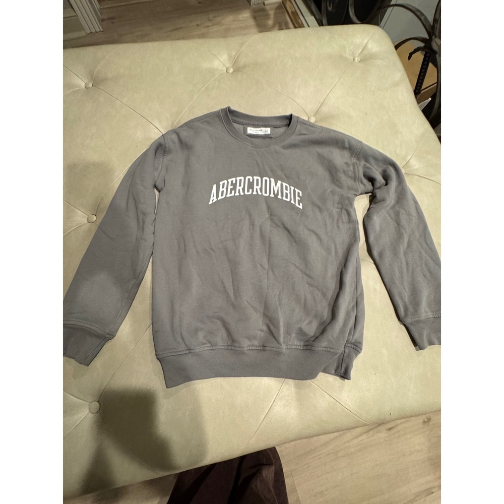 Abercrombie Kids Gray Relaxed Fit Logo Crewneck Sweatshirt Size 13/14 Large